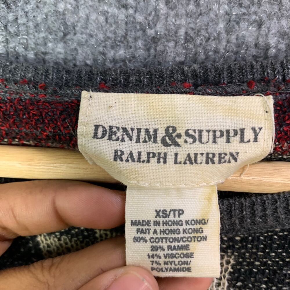 VINTAGE Denim & Supply Ralph Lauren Women's XS Red Geometric Aztec Sweater - Picture 7 of 8